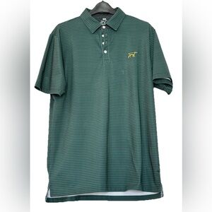 FIELDSTONE Men’s Medium Green Stripe Moisture Wixkibg Polo Size